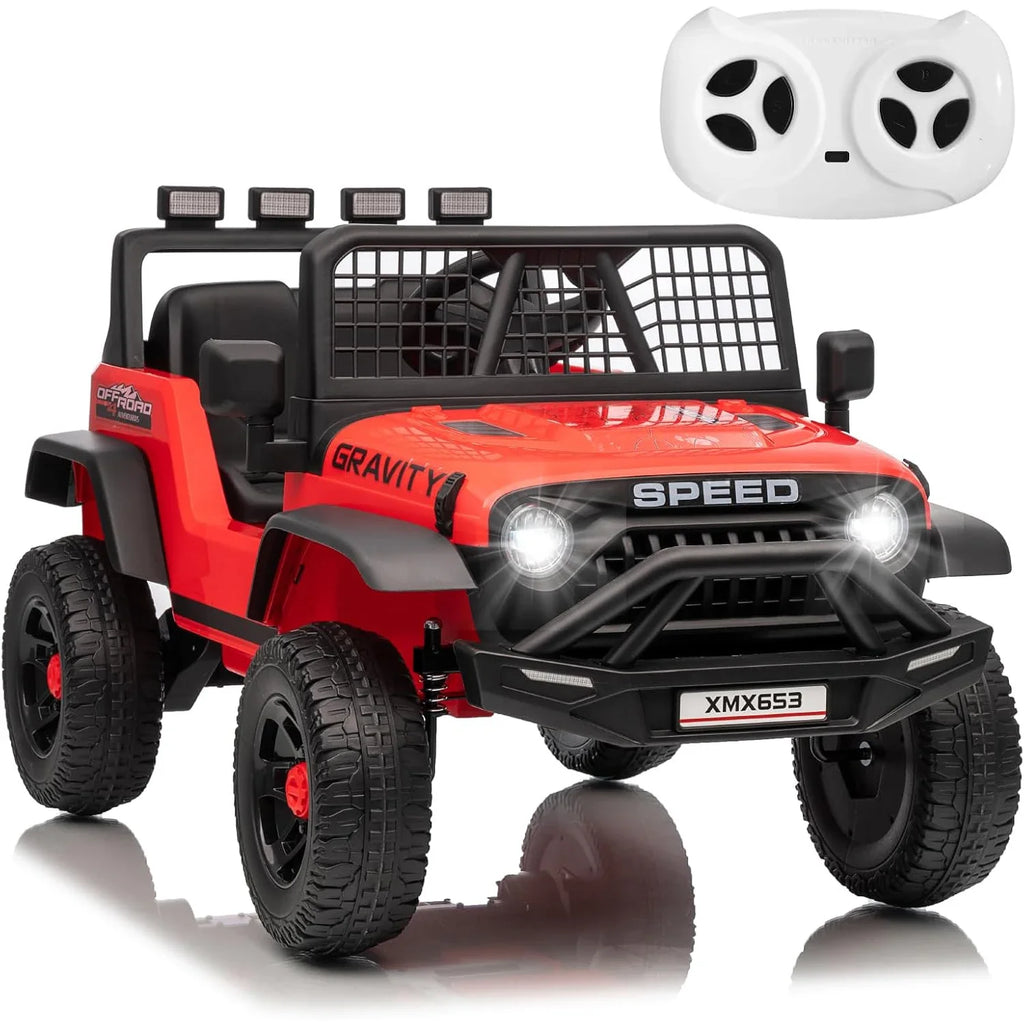 12V Kids Electric Ride on Truck Car w/Parent Remote Control 3 Speeds 5MPH Spring Suspension, LED Lights, Music, Salfty Belts