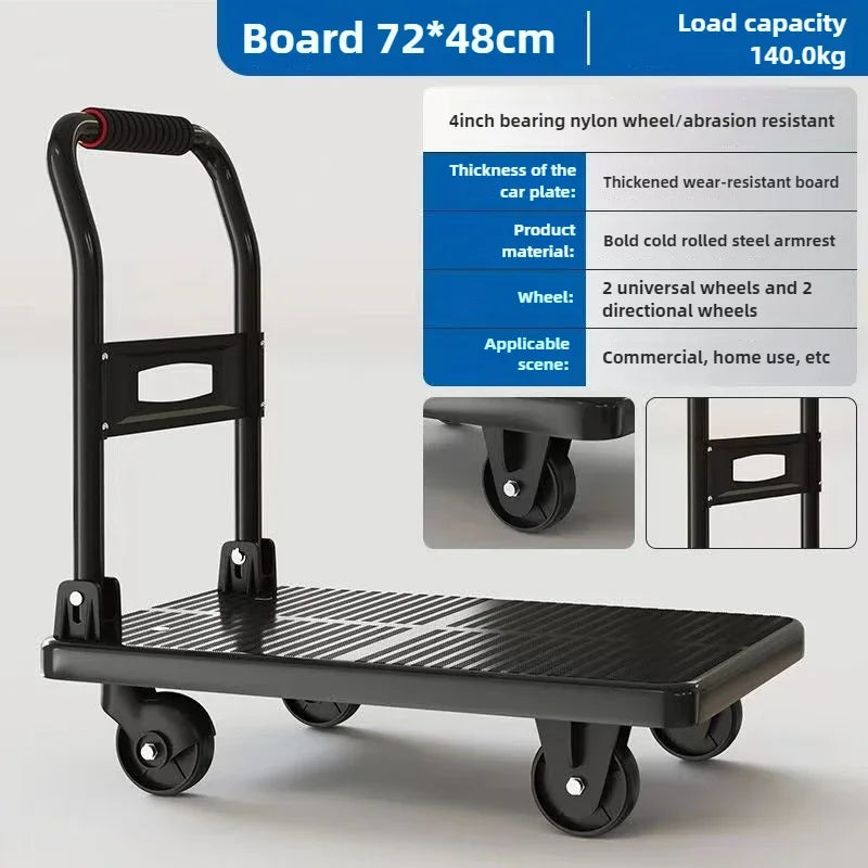 trolley pulling goods four-wheeled flatbed cart pushing goods truck folding trolley express trailer