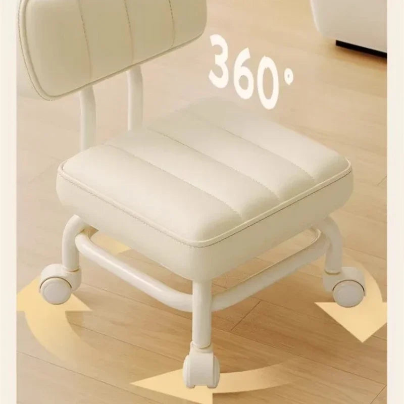 Small Stool Backrest Universal Wheel Soft Stool Children's Sofa Coffee Table Small Chair Pulley Low Stool Portable Stool