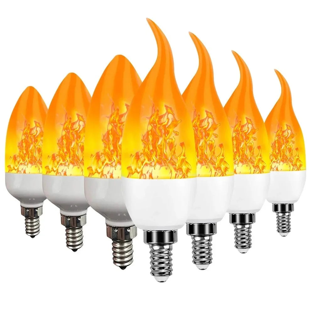 E14 LED Flame Light Bulbs 3 Modes Party LED Flame Effect Light Simulation Fire Lights Bulb Garden Decor Flickering Lamp
