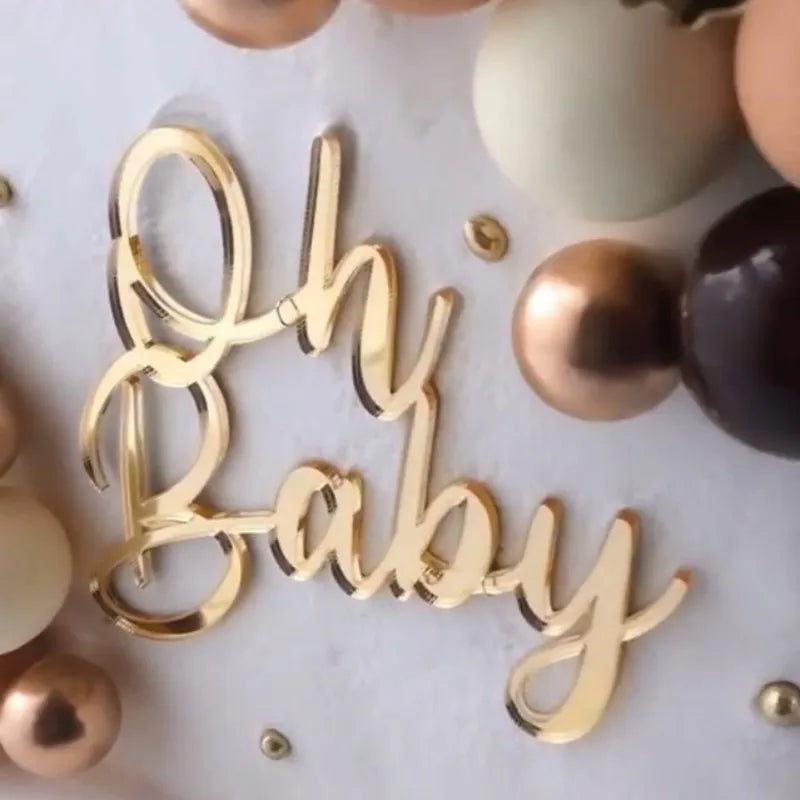 Flank Round Happy Birthday Cake Toppers Rose Gold Top Grade Acrylic Kids Birthday Party Cake Topper Baby Shower Gift Decoration
