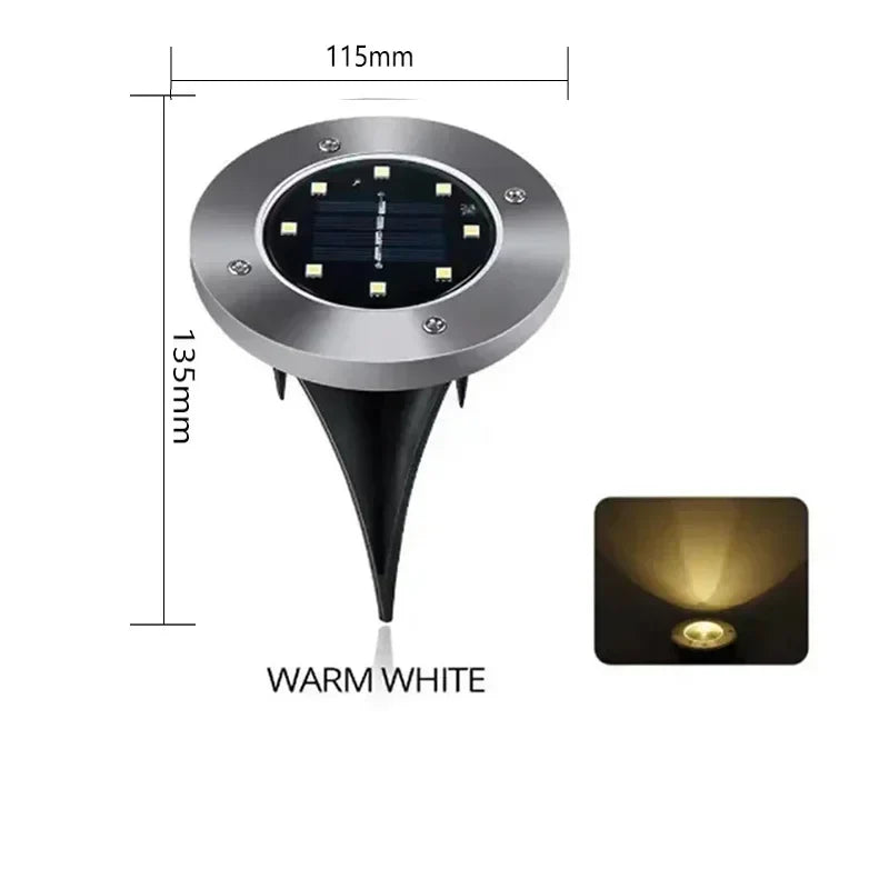 Solar LED Floor Lamp 8LED Outdoor Lawn Light Waterproof Underground Lamps for Lawn Decoration Garden Terrace Courtyard