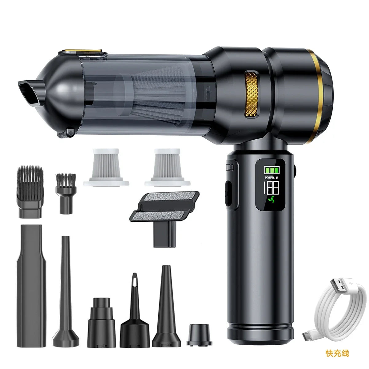 Car Vacuum LEDlamp Cleaner Powerful Mini 98000PA Cordless Portable Vacuum Cleaner for Home Appliance Handheld Blower Car Cleaner