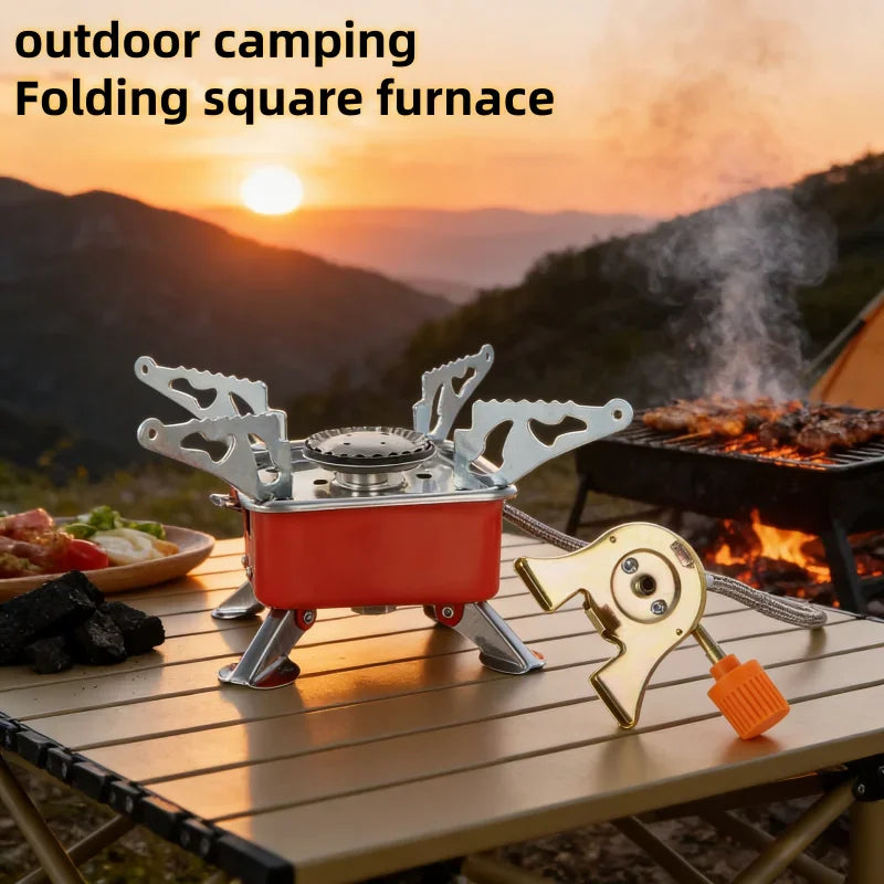 Portable Burner Camping Foldable Windproof Outdoor Gas Tank Stove for Backpacking Camping Hiking Picnic Camping Burner BBQ Grill