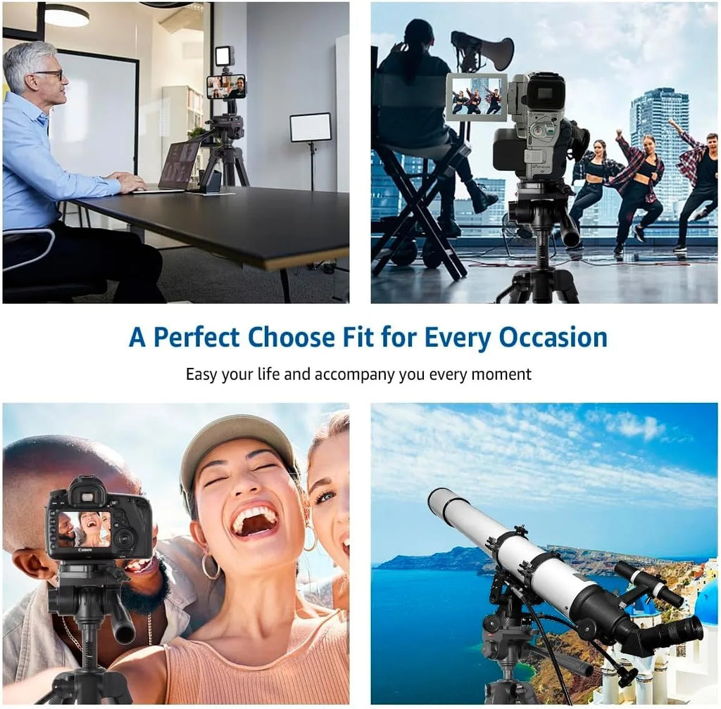 79” Camera Tripod, Tripod for Camera and Phone, Aluminum Professional Tripod Stand with Carry Bag and Phone Holder