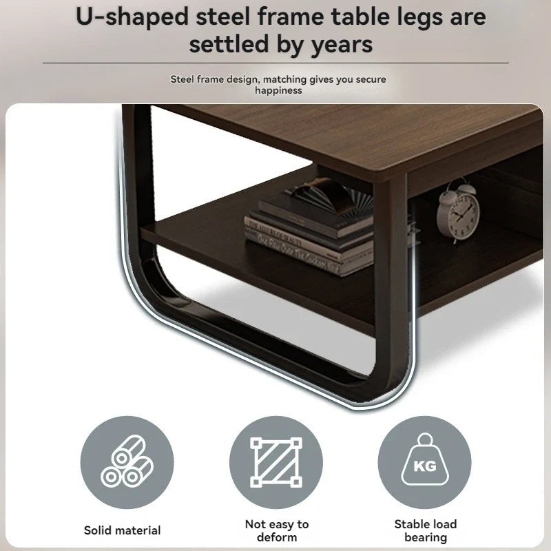Modern minimalist coffee table, small apartment, living room, sofa, nearby balcony, tea table, rental room, rectangular tea tabl