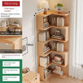 Solid wood corner bookshelf rack floor home living room corner multi-layer storage simple storage cabinet