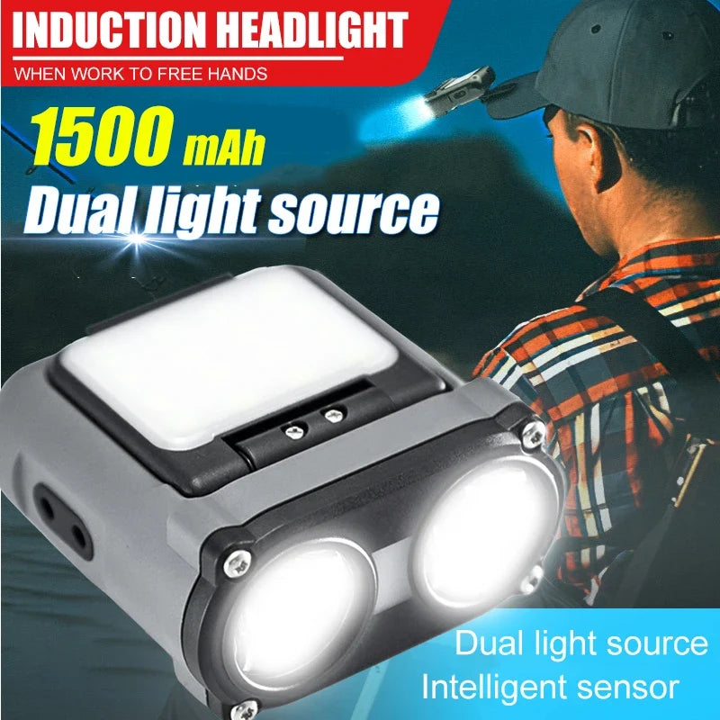 Owl Headlamp Type-c Rechargeable Headlight Portable Rotating Hunting Lights Led Flashlight Fishing Front Bicycle Light