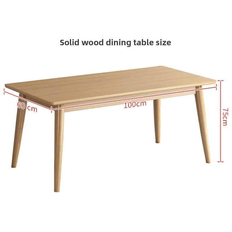 Solid Wood Dining Table Modern Rectangular Kitchen Table Minimalist Rectangular Compact Small Space Saving Kitchen Dining Room