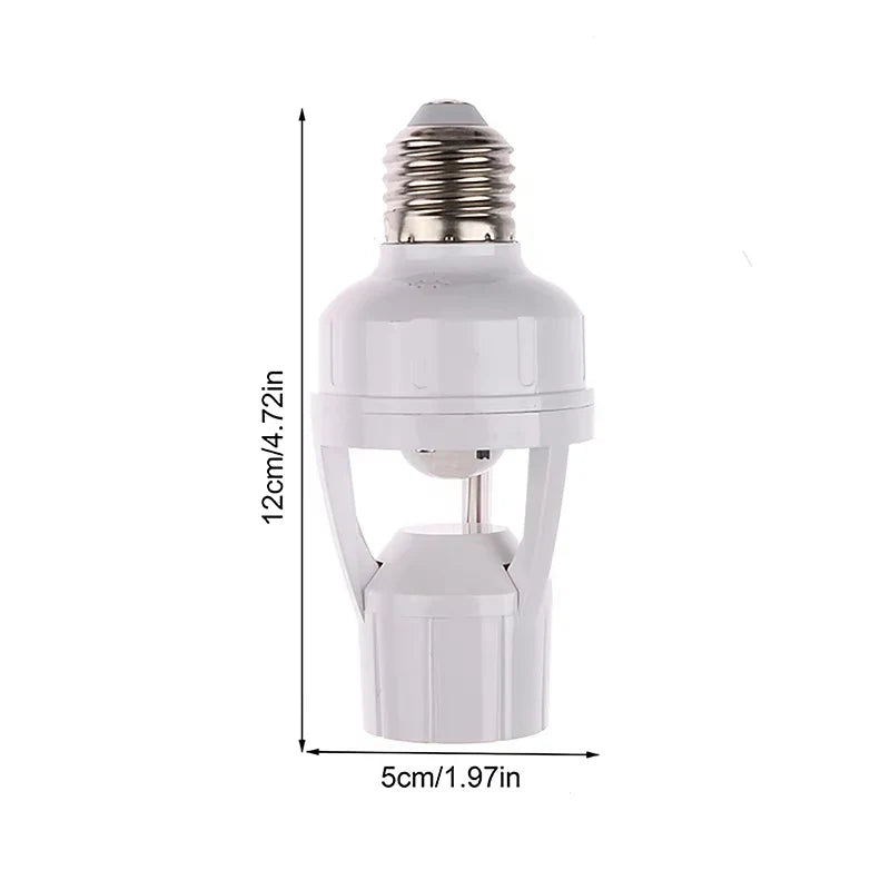 AC85-265V Socket Converter with 360 Degrees PIR Human Induction Motion Sensor LED E27 Lamp Base Intelligent Adjustable Switch
