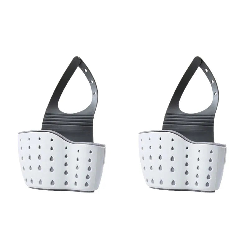 1-4PCS Household Adjustable Button Type Sink Drain Hanging Bag Kitchen Storage Shelf Faucet Sponge Twolayer Drain Hanging Basket