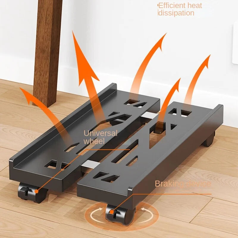 Adjustable Mobile PC Tower Stand with Wheels under Desk CPU Holder Adjustable Stable Mobile Computer Host Stand for Home Office