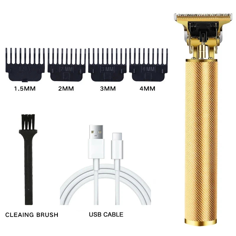 Rechargeable Mens T9 Carving Hair Clipper Vintage Portable USB Cleaning Barber Professional Hair Cutting Machine Beard Trimmer