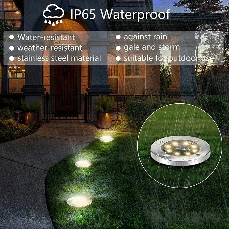 Solar LED Floor Lamp 8LED Outdoor Lawn Light Waterproof Underground Lamps for Lawn Decoration Garden Terrace Courtyard