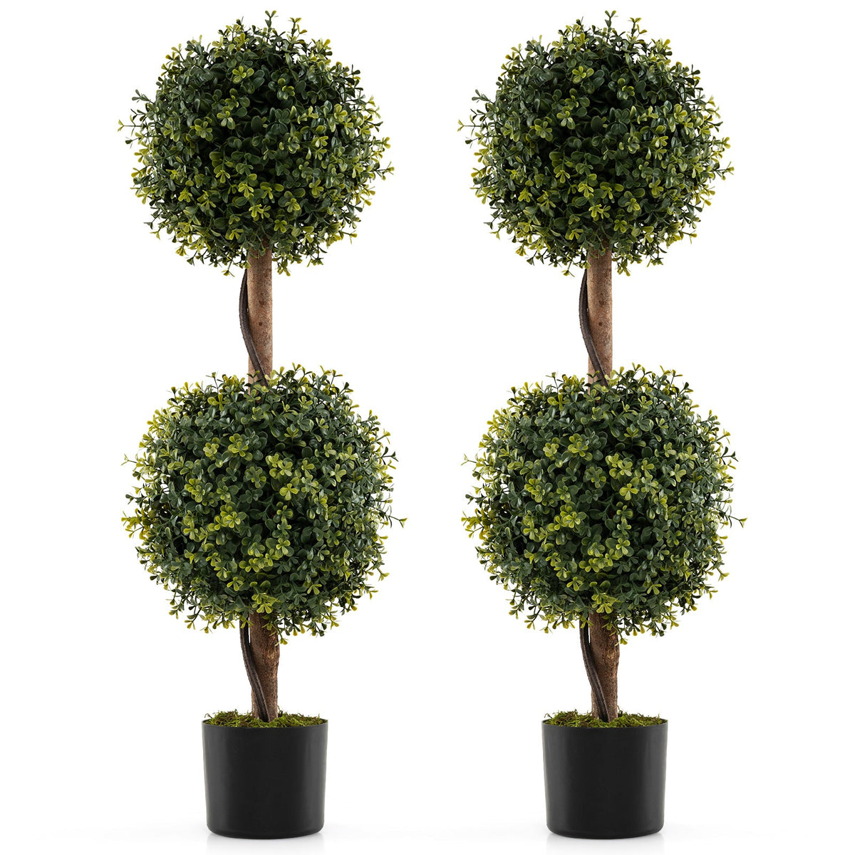 Set of 2 Artificial Double Topiary Ball Trees