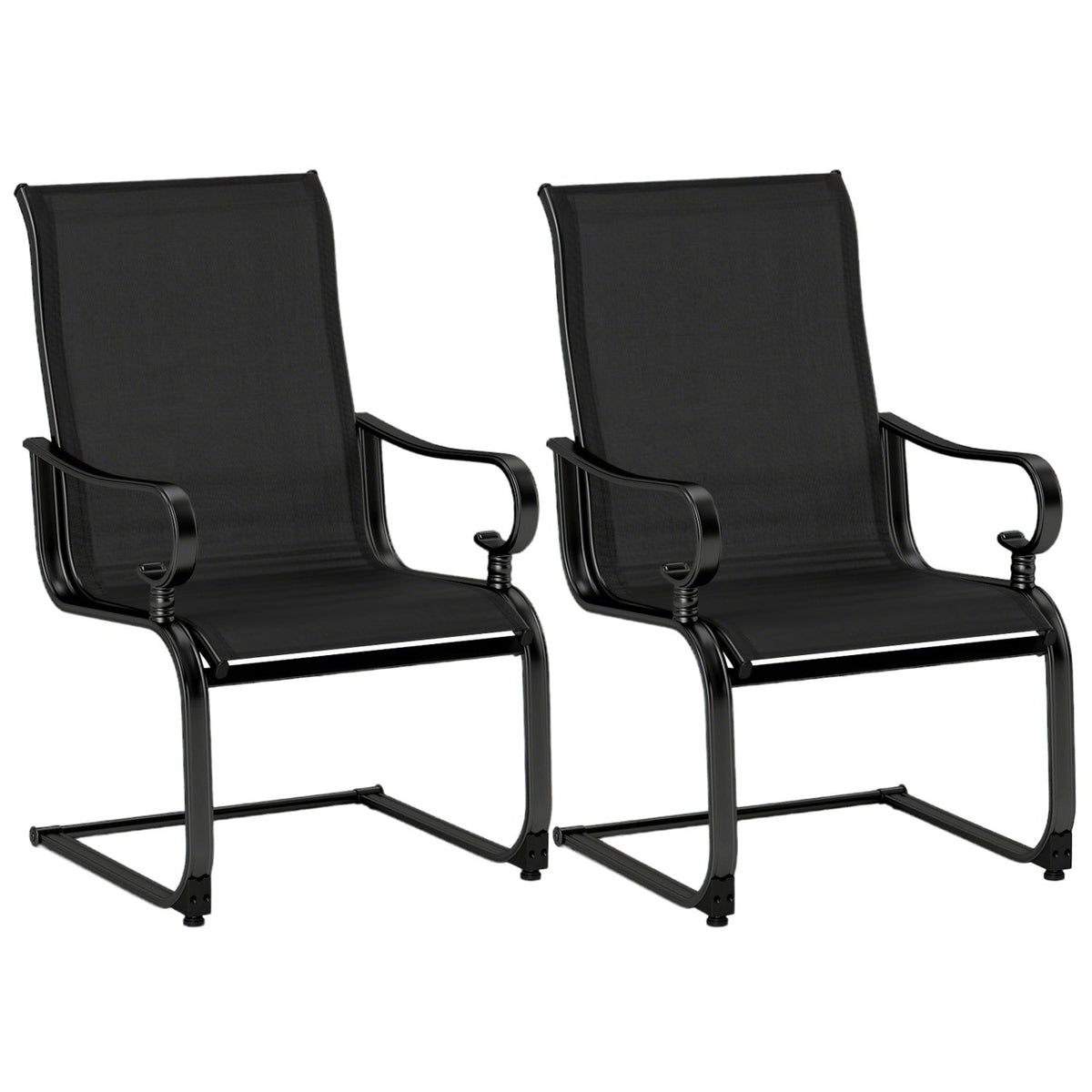 Set of 2 Patio Chairs with Quick-drying and Breathable Fabric for Backyard