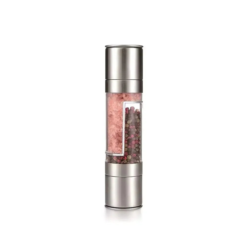 Manual Stainless Steel Salt and Pepper Grinder, Adjustable Ceramic Grinding Spice Mill, Kitchen Tool, 2 in 1