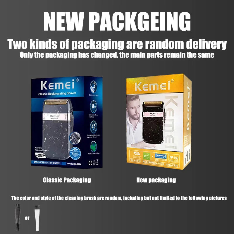 Kemei KM-2024 USB Charging Electric Shaver For Men Reciprocating Twin Blade Razor Shaver Beard Trimmer Shaving Machine