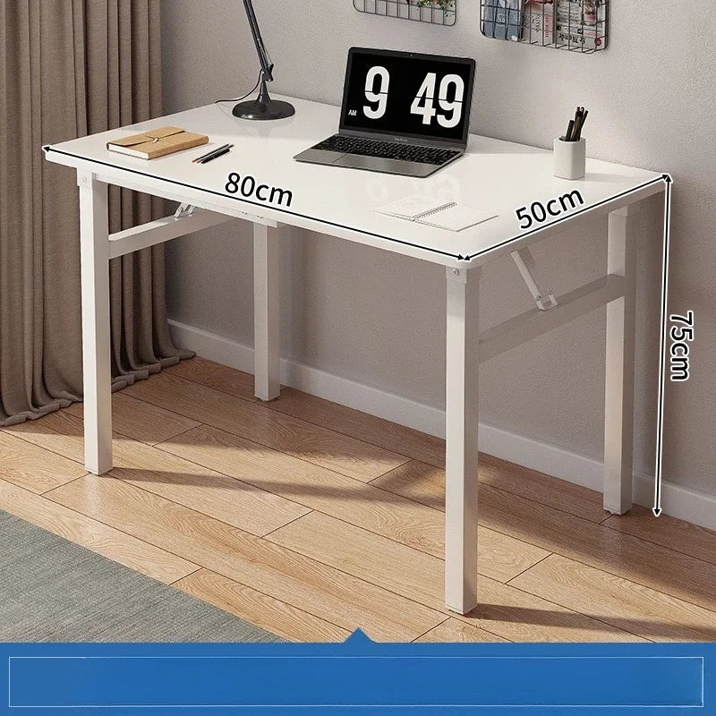 Walnut Rectangular Folding Computer Desk Portable Space Saving Office Study Classroom Training Home Use Household Furniture