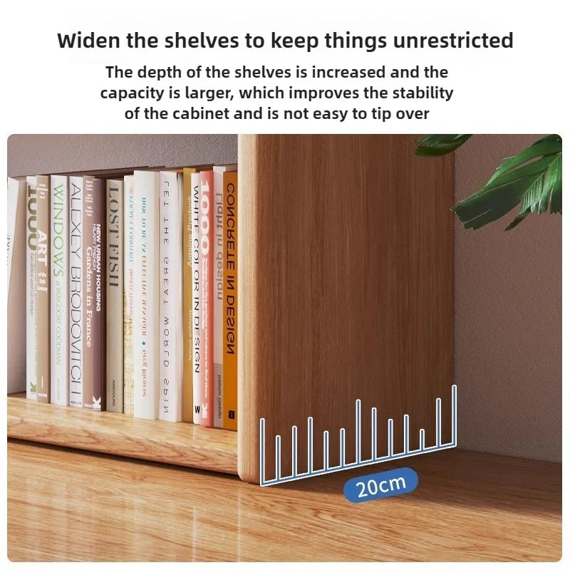 Simple desktop bookshelf dormitory multi-layer storage rack home student desk finishing shelf solid wood with extraction rack