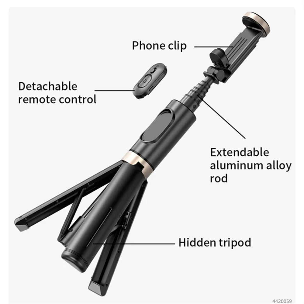 2025 NEW Bluetooth Selfie Foldable Wireless Tripod with Bluetooth Shutter Monopod Live Photograph for iphone