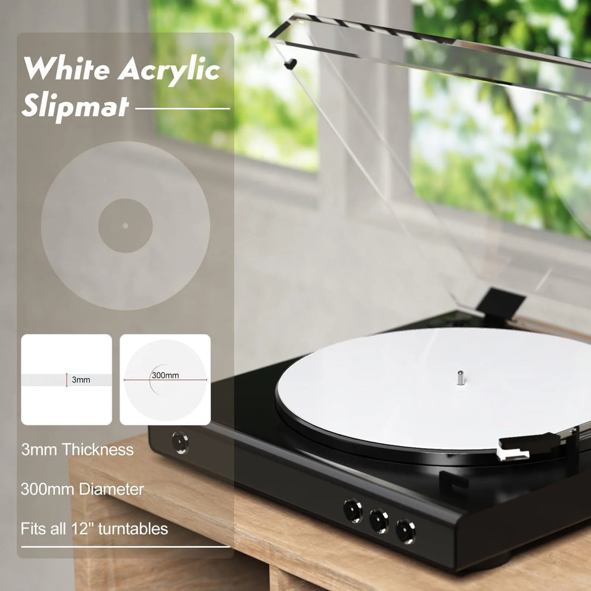 Turntable Mat Reduce Static Dust Noise Replacement Acrylic Record Platter Slipmat for 12 Inch Record Player