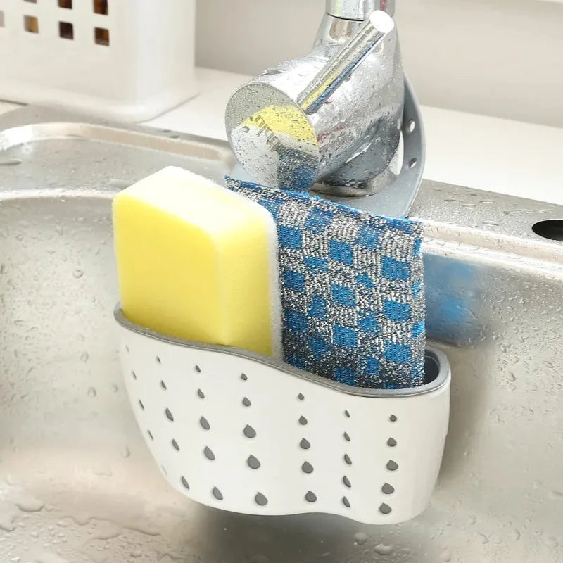 1-4PCS Household Adjustable Button Type Sink Drain Hanging Bag Kitchen Storage Shelf Faucet Sponge Twolayer Drain Hanging Basket