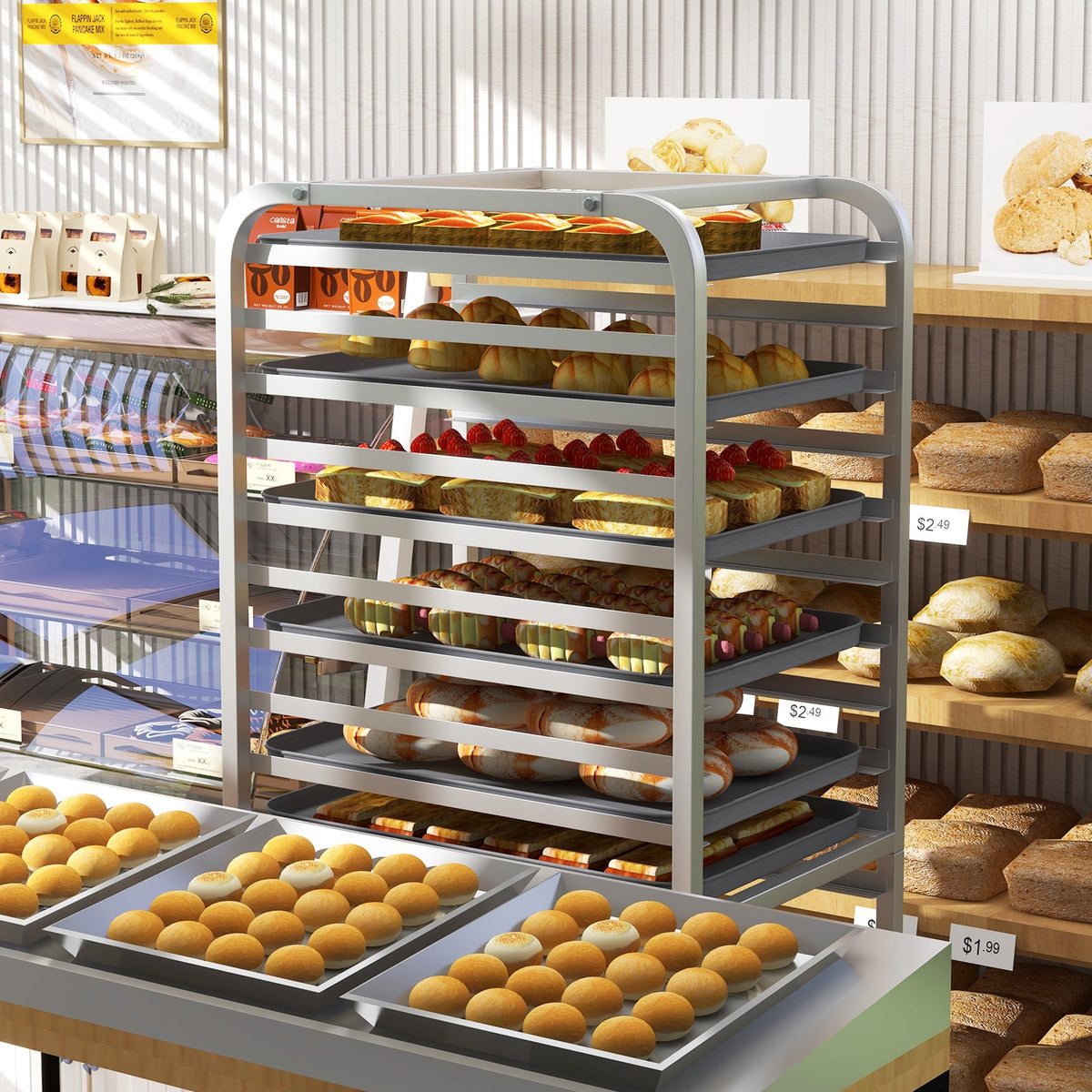 26 x 20 x 70 Inch 20 Sheet Aluminum Pan Rolling Bakery Rack