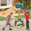 4-in-1 Toddler Basketball Hoop with Rim and Soccer Goal for 3+ Kids