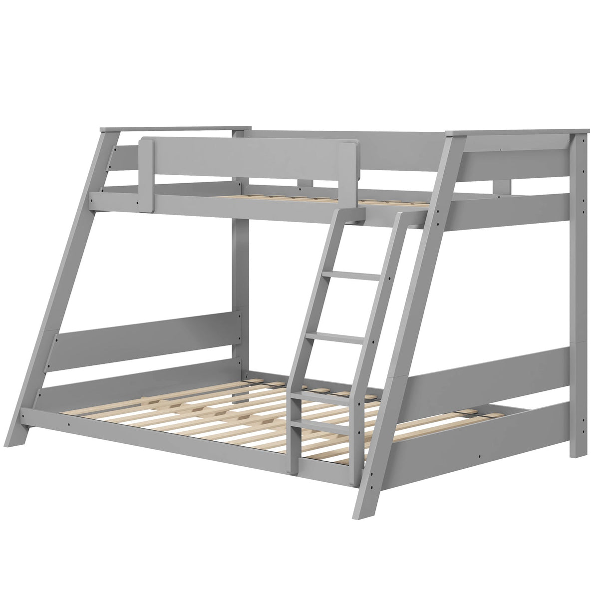 Twin Over Full Low Bunk Bed with Reversible Ladder