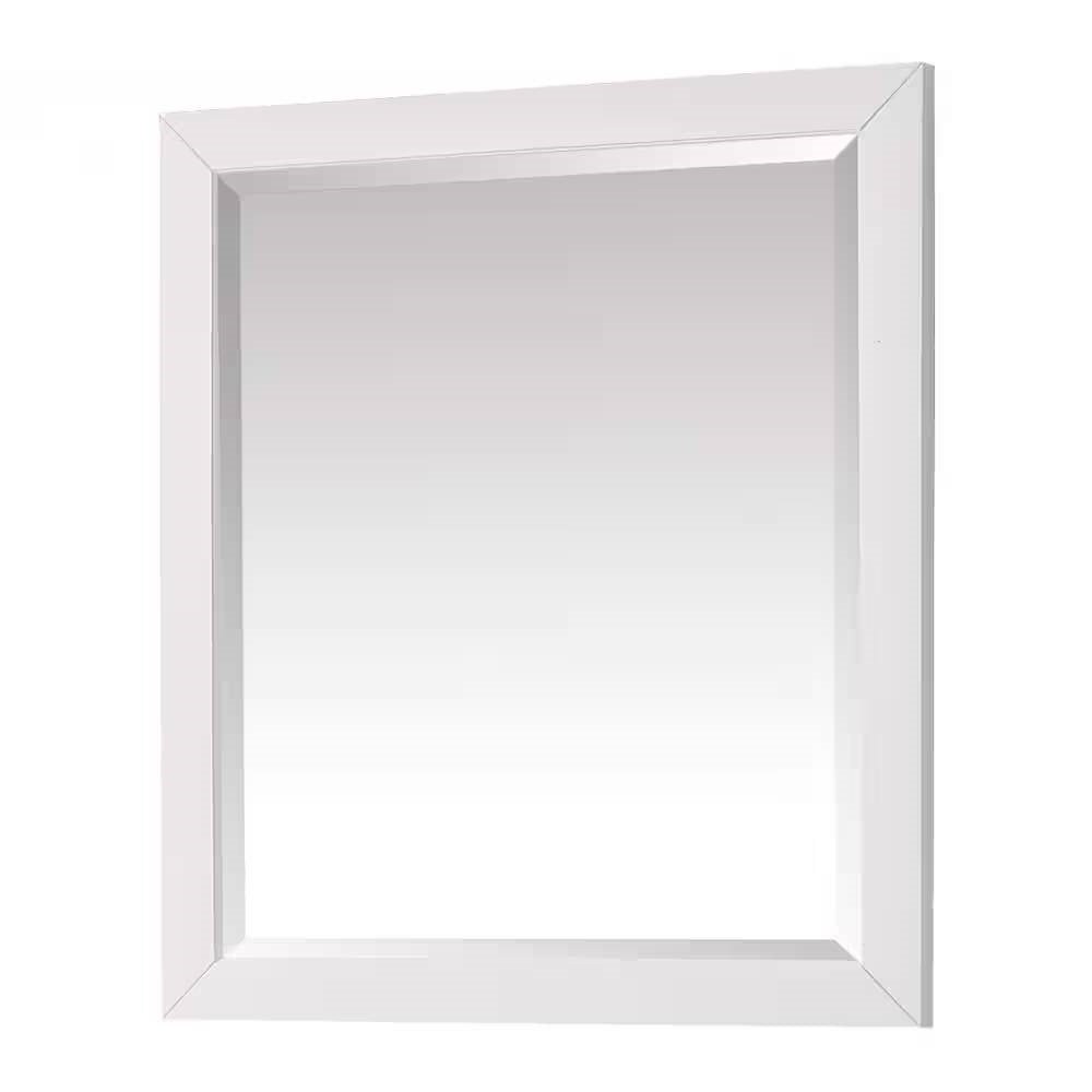 32-in x 28-in Bathroom Wall Mirror with White Solid Wood Frame