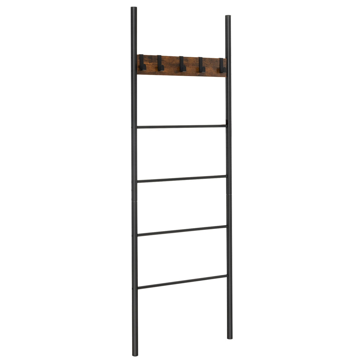 Wall-Leaning Decorative Blanket Holder with 5 Removable Hooks