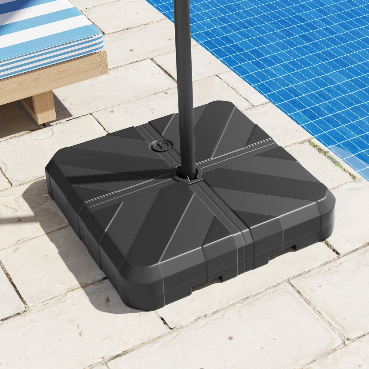 Weighted Offset Umbrella Base with Cross Bracket and Cut-out Handles