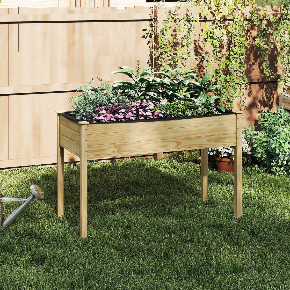 Wooden Raised Vegetable Garden Bed Elevated Grow Vegetable Planter