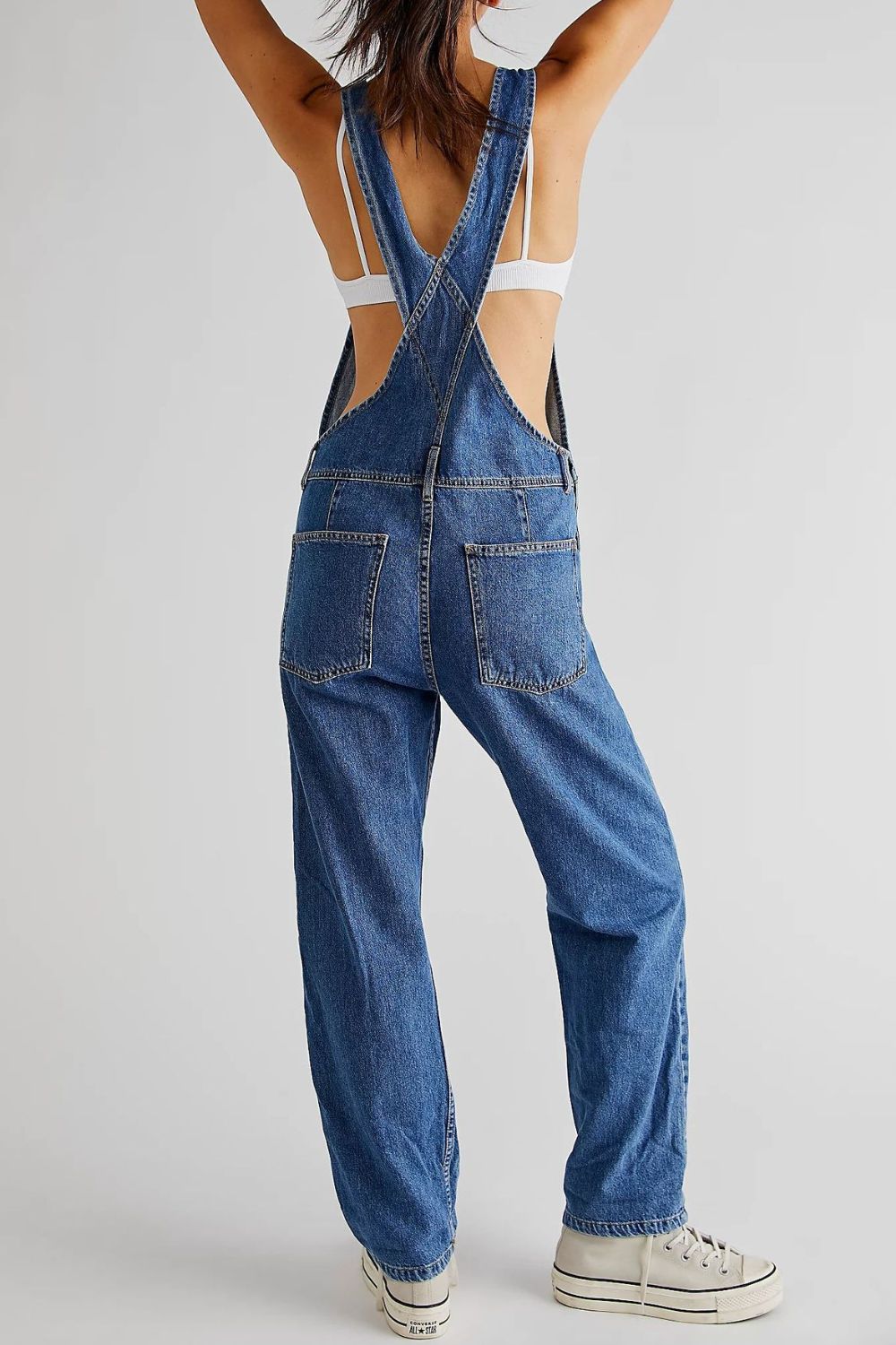 Wide Strap Square Neck Denim Overalls
