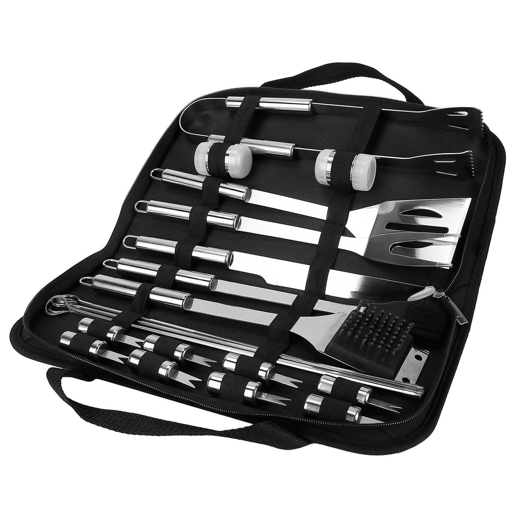 20-Piece Stainless Steel BBQ Grill Tool Set with Carry Case