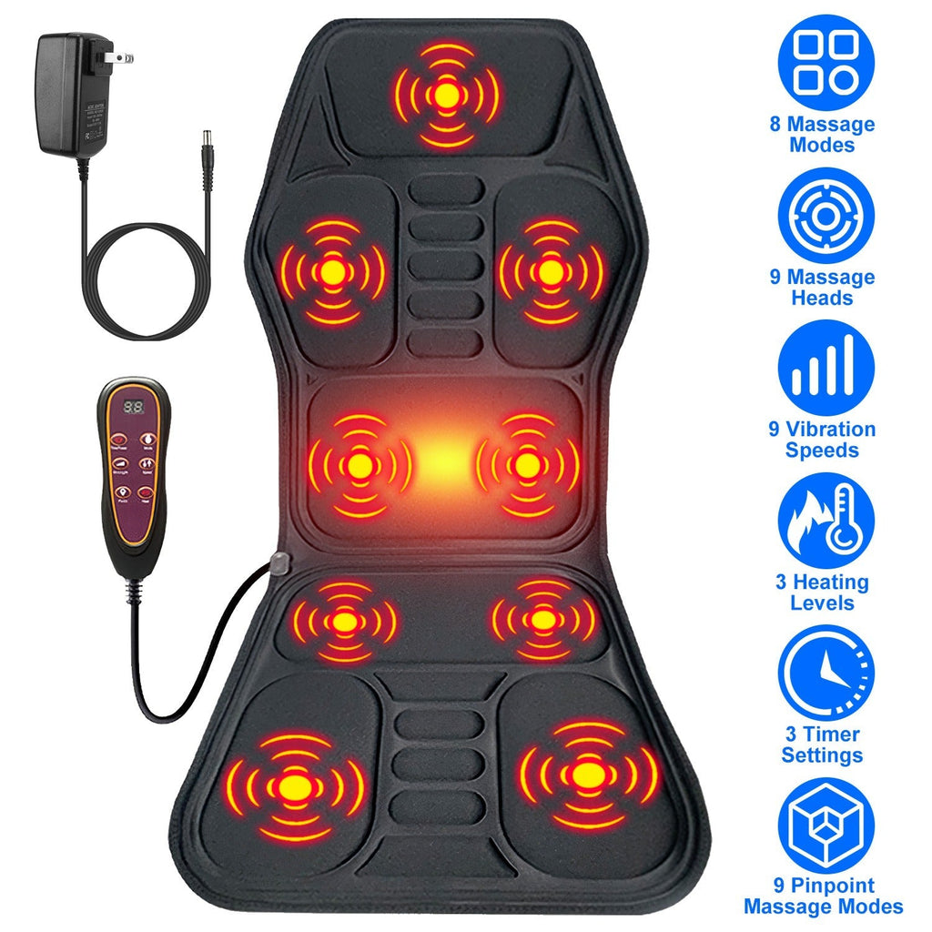 Full Body Massage Chair Pad with Heat Multifunctional Back Massager with Pinpoint Massage Vibration Timer for Home Office Car Use