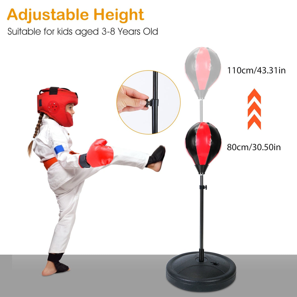 Punching Bag For Kids Junior Boxing Set w/ Boxing Gloves Height Adjustable Free Standing Punching Ball Boxing For Kids Aged 3-8Years Old