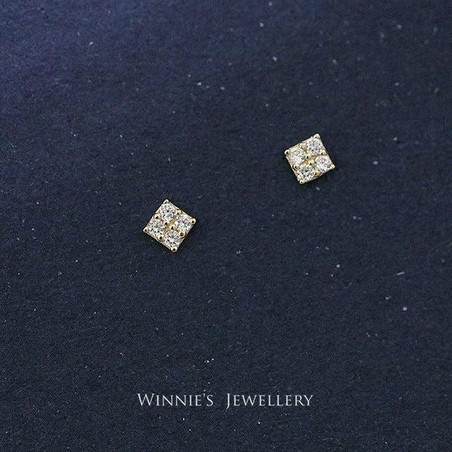 Gold-Plated Sterling Silver Carbink Square Stud Earrings