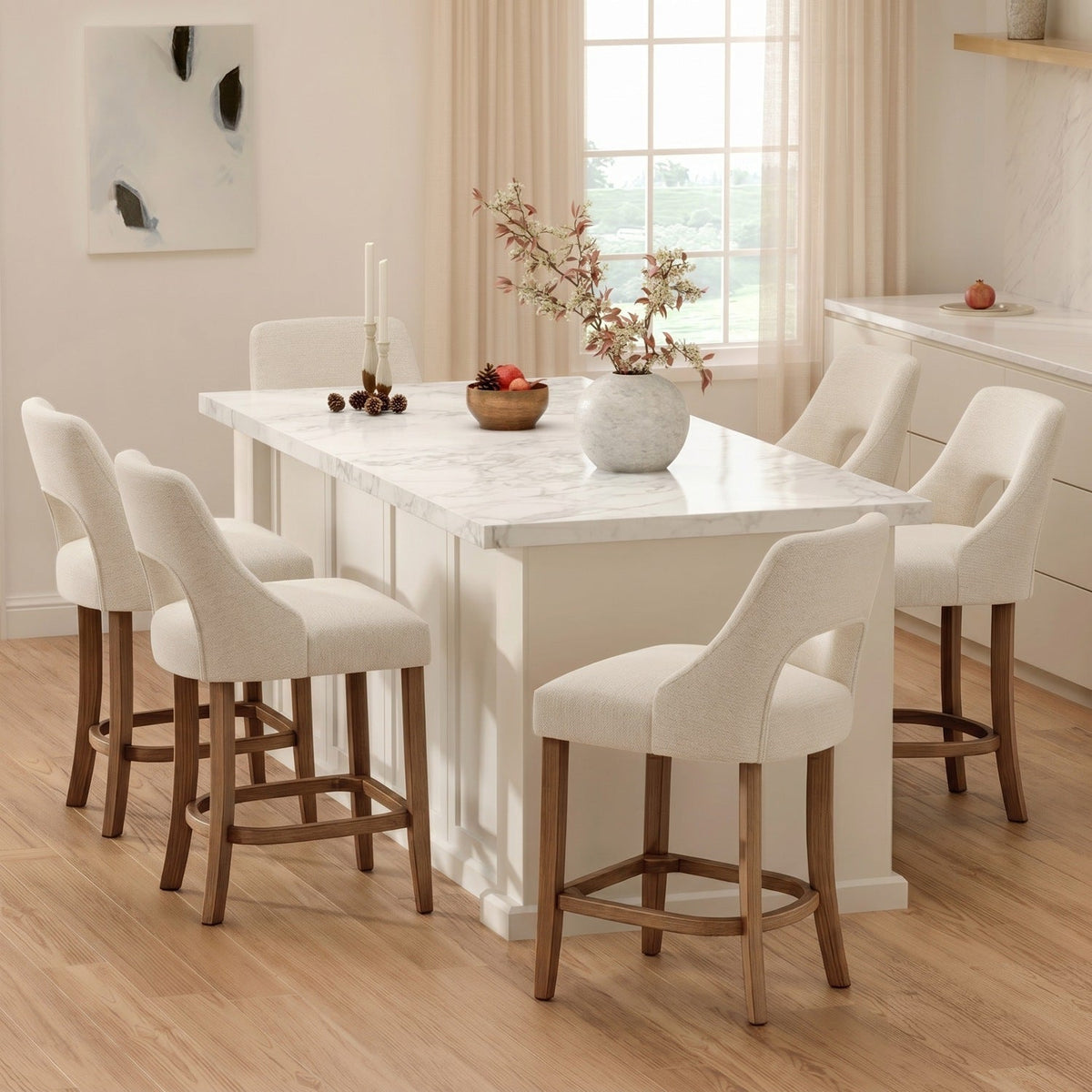 Counter Height Bar Stools Set of 2 with Cutout Back