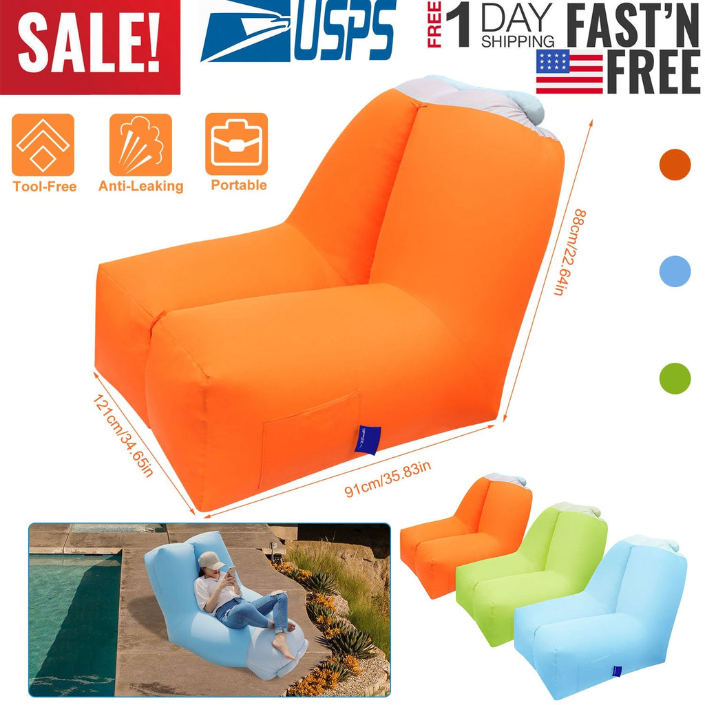 Inflatable Lounger Air Sofa Chair Couch w/ Portable Organizing Bag Waterproof Anti-Leaking for Backyard Lakeside Beach Traveling Camping Picnics