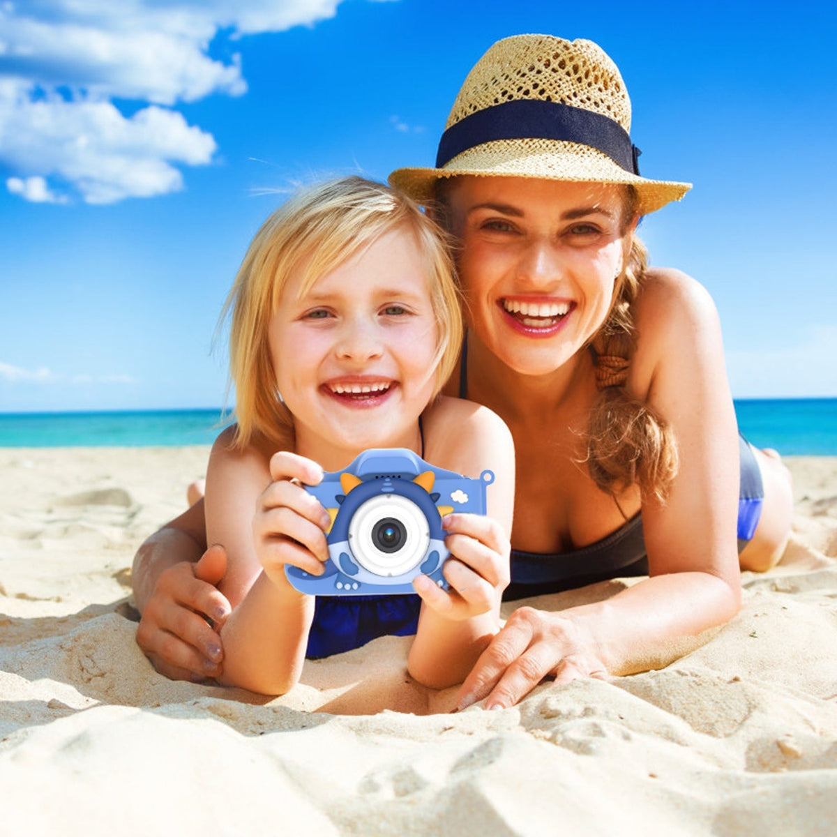 Dinosaur Kids Selfie Camera Cartoon Camera 48MP 1080P HD Digital Camera with Cartoon Case Card Reader 32G MMC Card for Boys Girls Aged 6+ Years Old