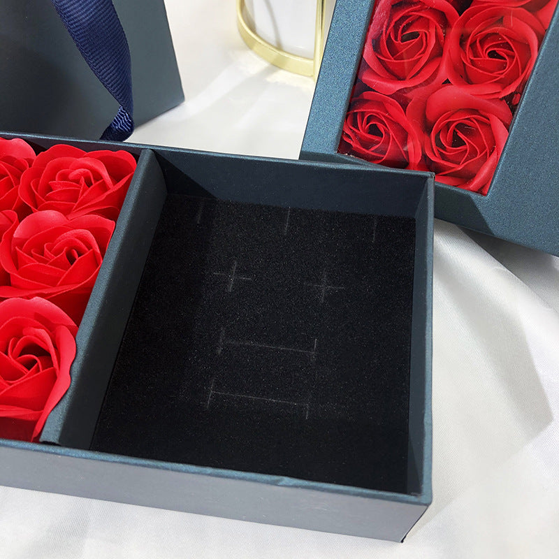 Exquisite Couple Ring Necklace Ear Stud Ornament Suit Gift Box