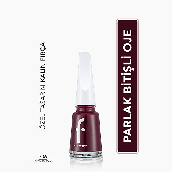Flormar Nail Enamel Intense Pigmented Polish 306 Lost In Bordeaux | 0.27 Fl Oz