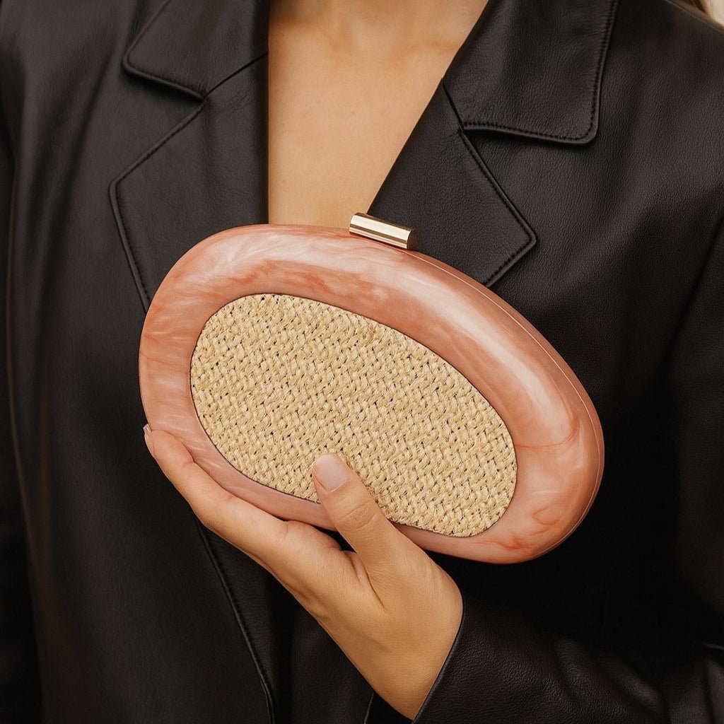 Acrylic Shell Clutch with Woven Inset(MAC372)