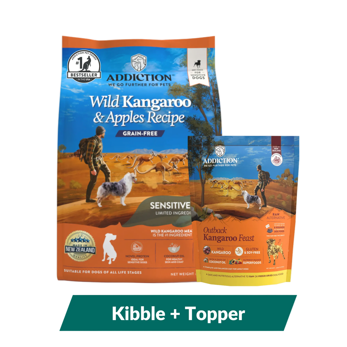 Addiction Outback Kangaroo Feast & Wild Kangaroo & Apples Dry Dog Food Bundle