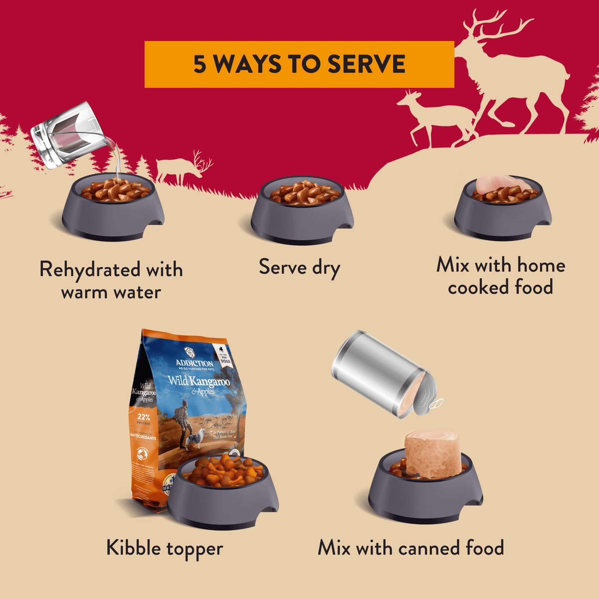 Addiction Venison Air-Dried Dog Food & Treats Duo
