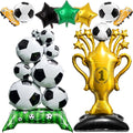 7Pcs Soccer Party Decorations,Giant Self Standing Soccer Balloons,Trophies Stars Football Shoes Shape Balloons for Sports Game Fans Birthday Decor Supplies