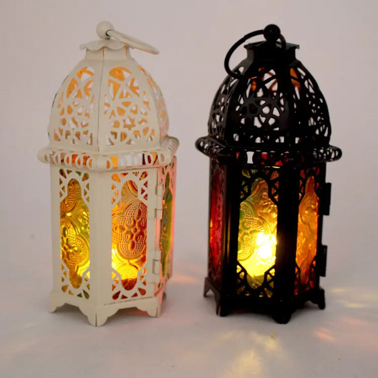 Classic Lantern Candle Holder with Iron and Glass