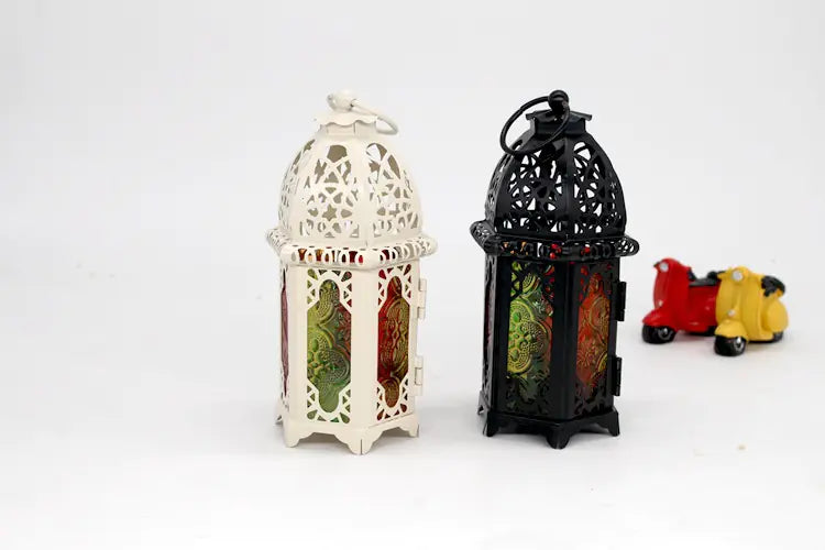Classic Lantern Candle Holder with Iron and Glass